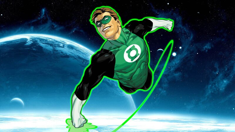 Green Lantern in Space — Dramatic, Night, Comic, Earth