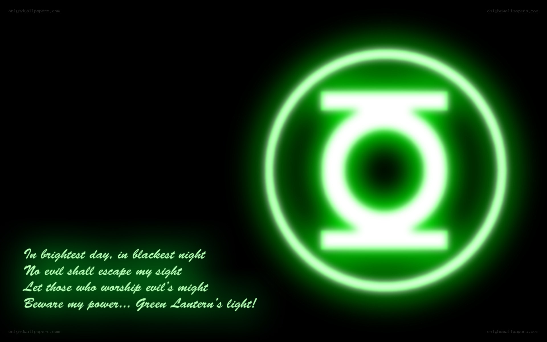 Green Lantern symbol and quote