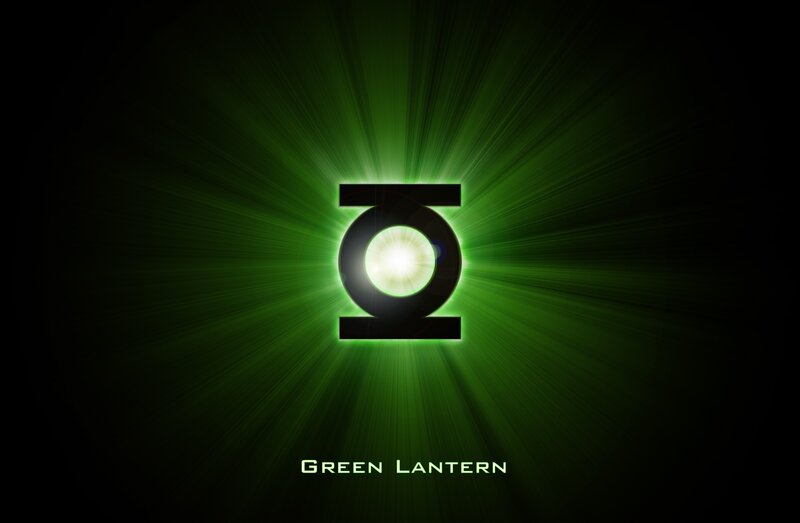 Green Lantern Symbol — Black, Dramatic, Digital Art, Light Rays, Green Lantern