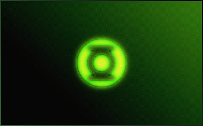 Green Lantern Symbol — Dark, Digital Art, Glowing Light