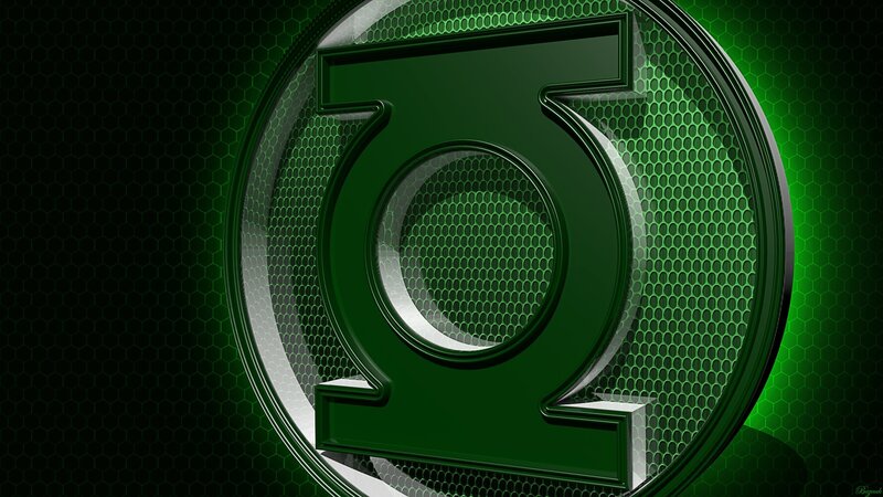 Green Lantern Symbol — Dramatic, Digital Art, Hexagonal Pattern