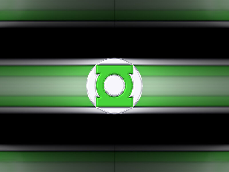 Green Lantern symbol on striped background