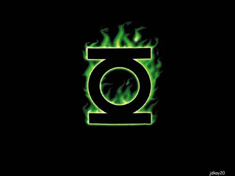 Green Lantern symbol with flames