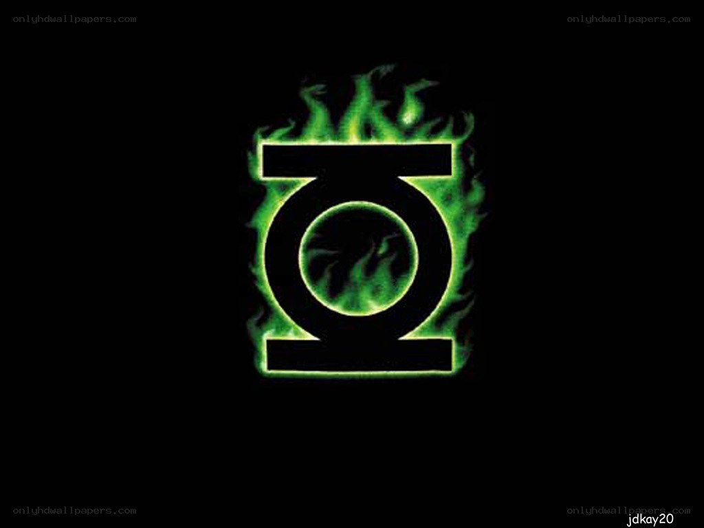 Green Lantern symbol with flames