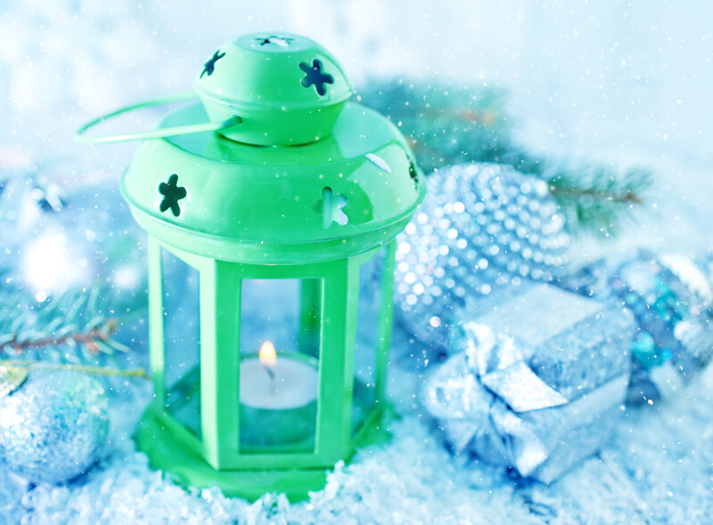 Green Lantern with Candle — Festive