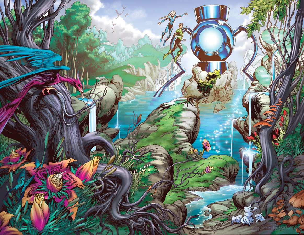 Green Lanterns on alien planet