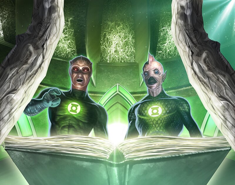 Green Lanterns reading a book