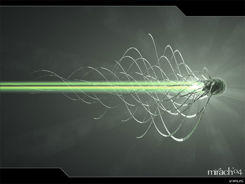 green laser beam with virus