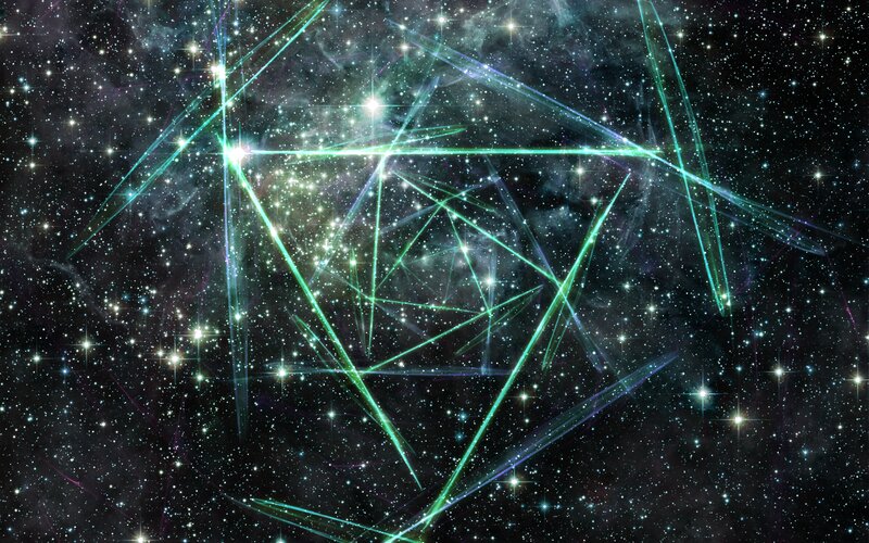 Green Laser Grid in Space — Black, Cosmic