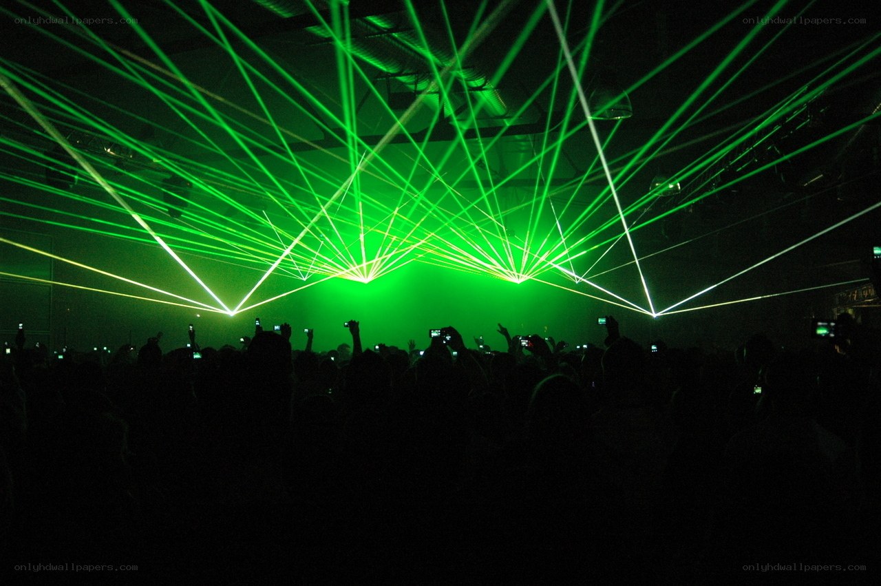 Green laser lights at concert