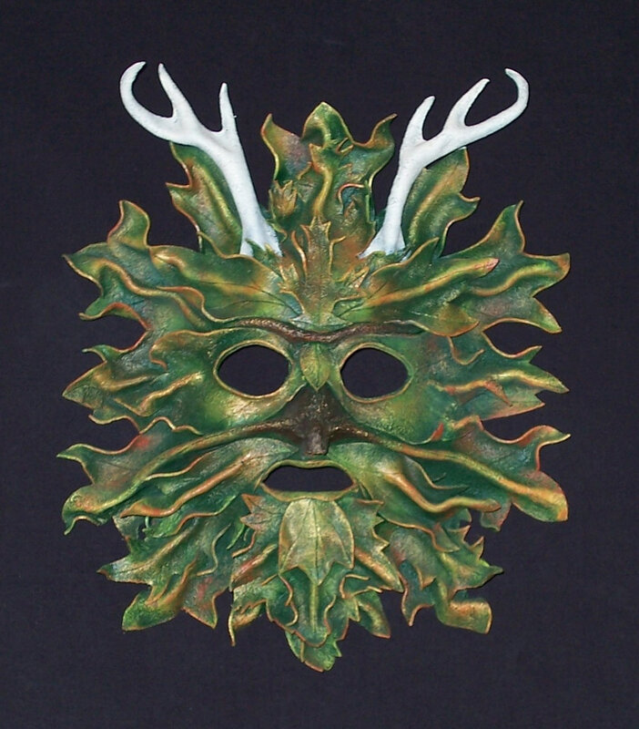 Green leaf mask with antlers