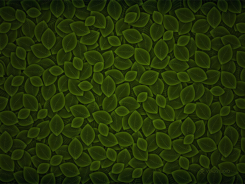 Green Leaf Pattern — Calm, Digital Art, Leaves