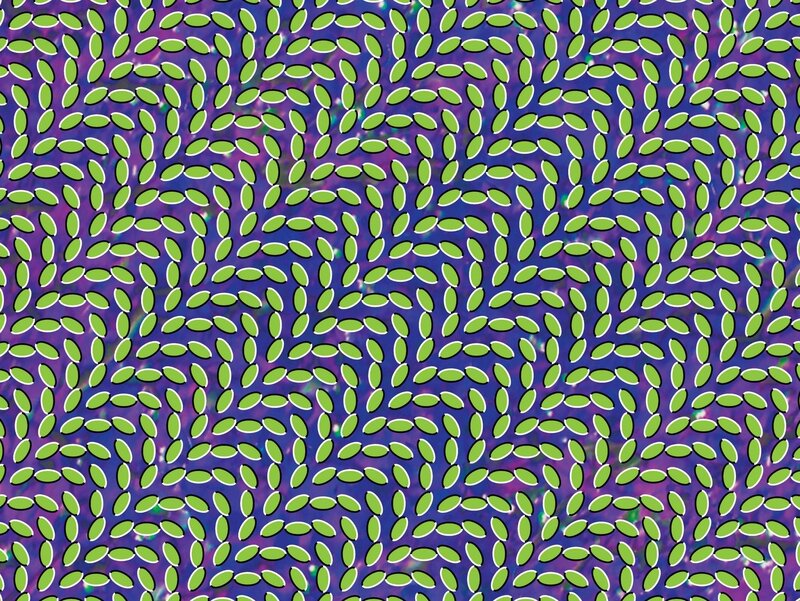 Green Leaf Shapes on Purple — Hypnotic, Abstract