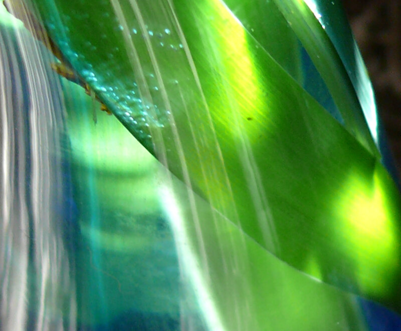 green leaf with light streaks