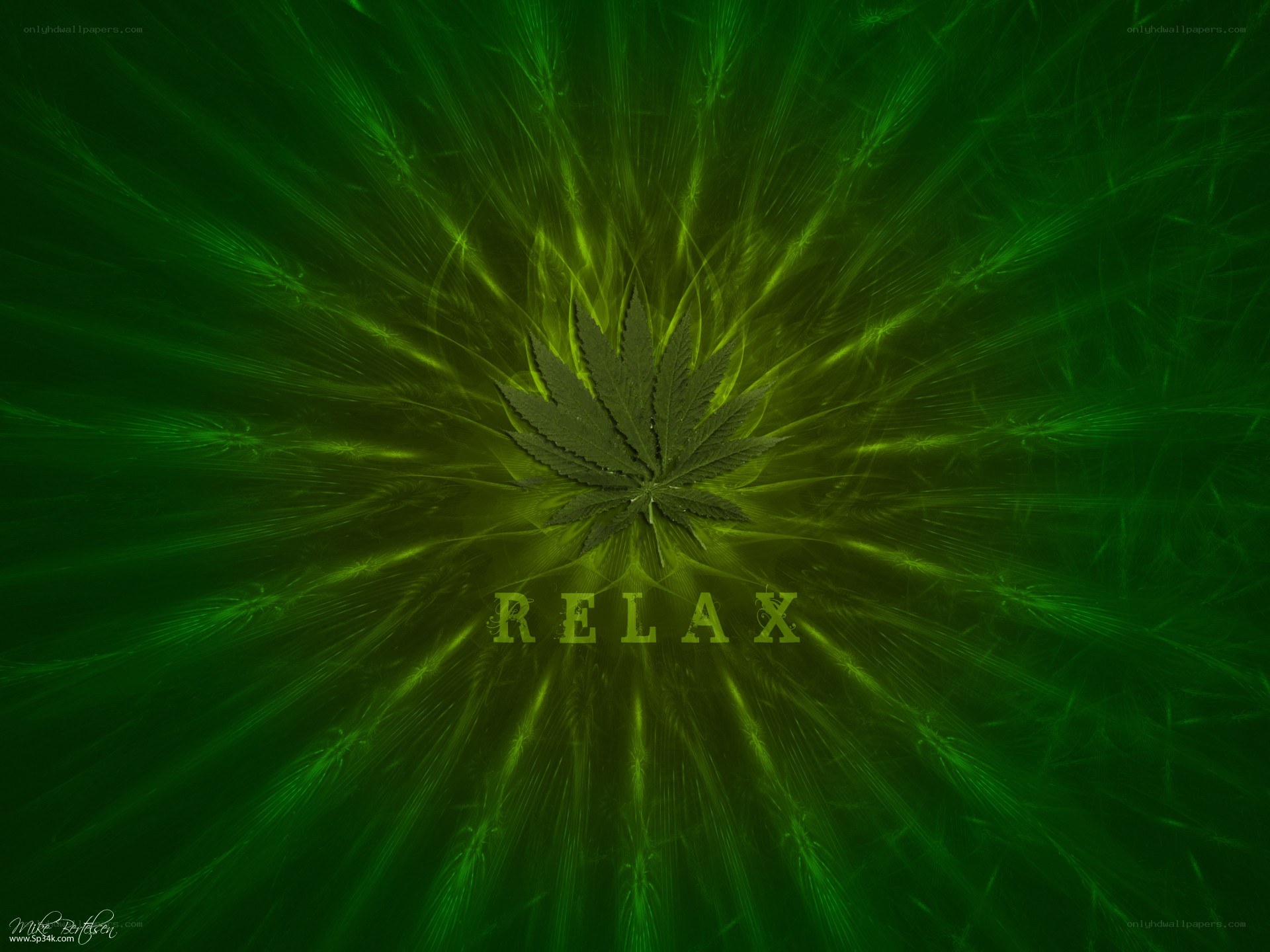 Green leaf with relax text