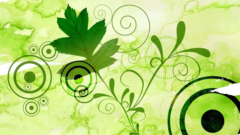 Green Leaf with Swirls
