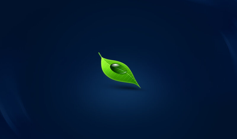 Green Leaf with Water Droplet — Serene, Digital Art
