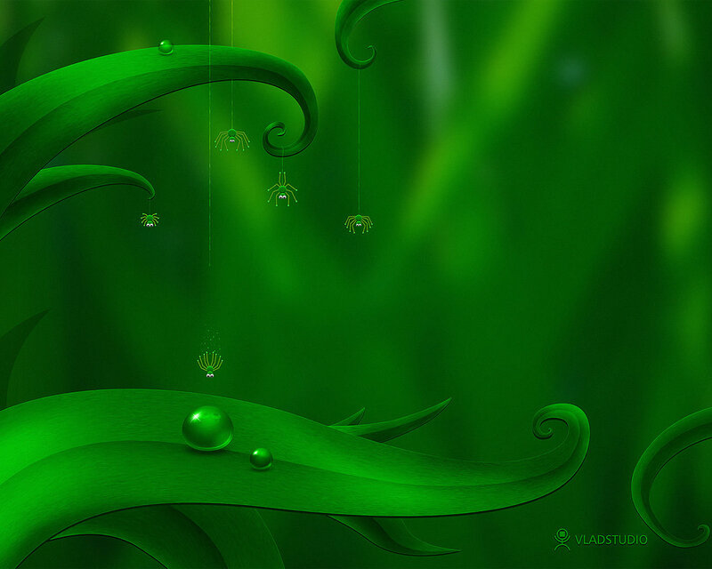 Green leafy fantasy scene