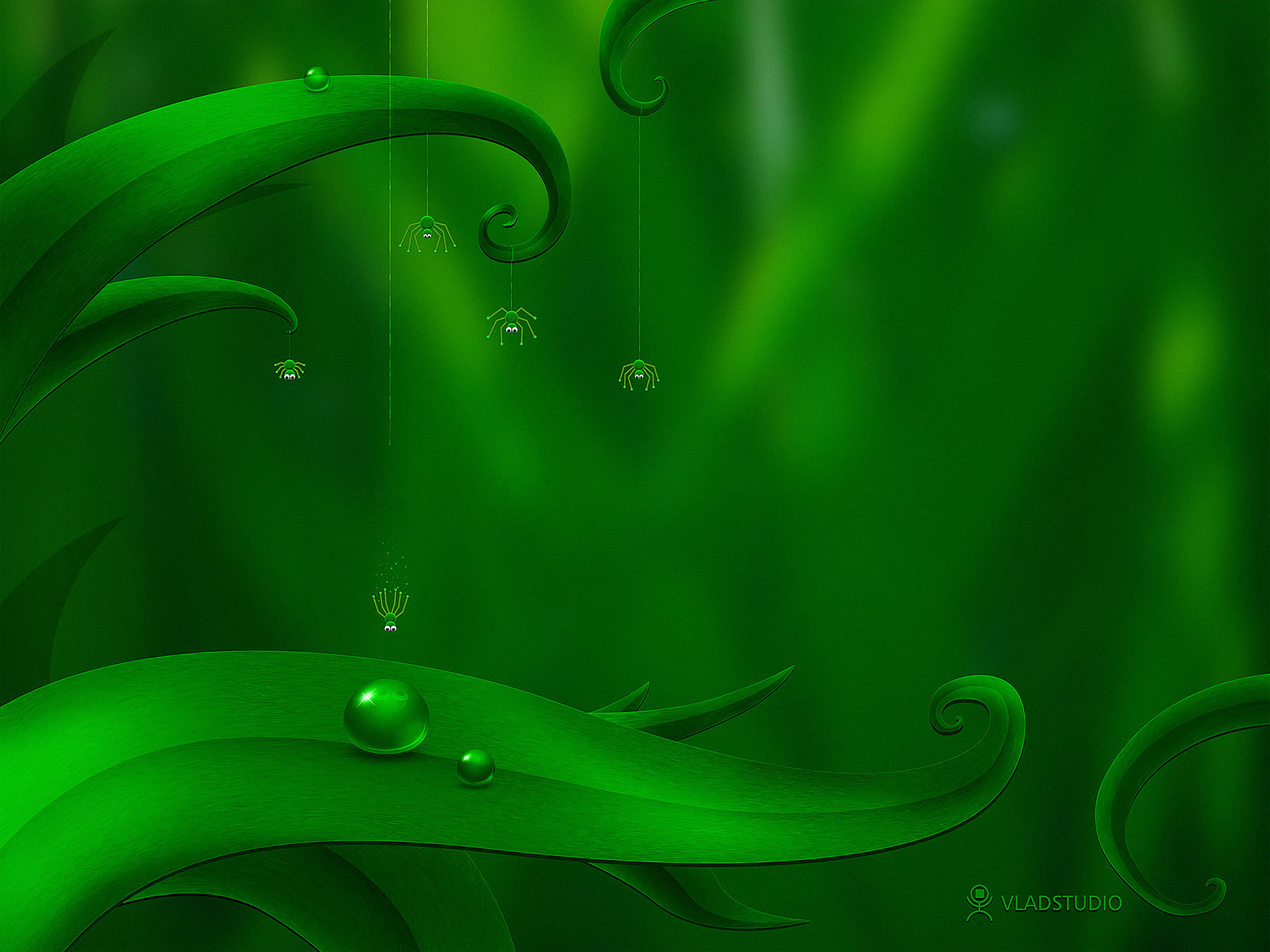 Green leafy fantasy scene