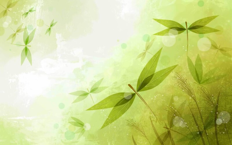 Green Leafy Plants — Serene, Digital Art, Leaves, Grass