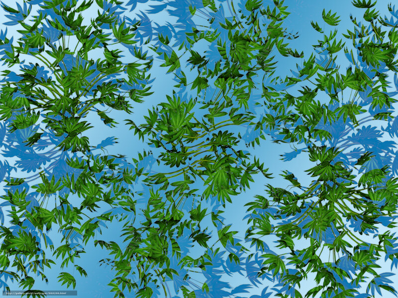 Green Leaves Against Blue Sky — Serene, Afternoon, Digital Art