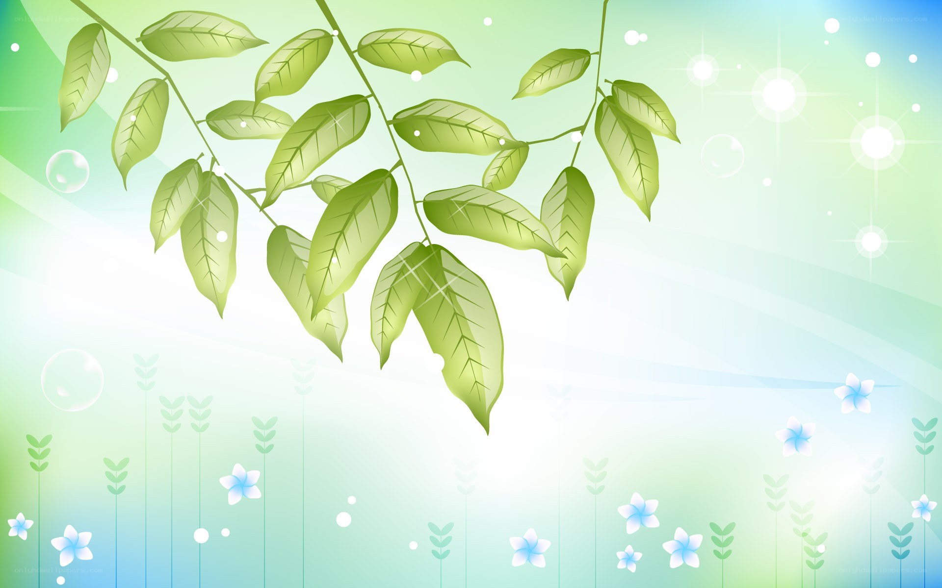 green leaves and flowers