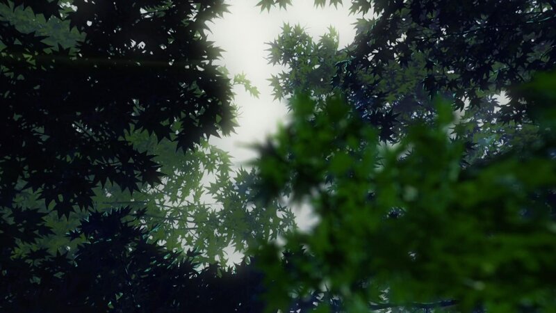 Green Leaves in Forest — Serene, Morning, Anime