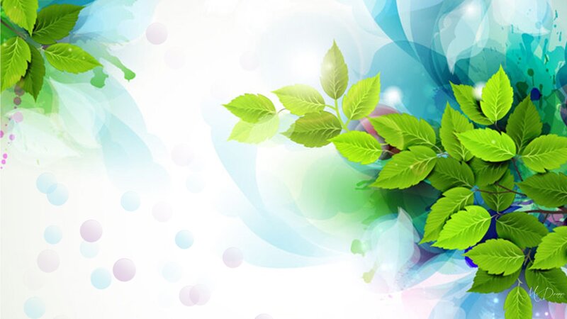 Green Leaves on Branches — Serene, Digital Art