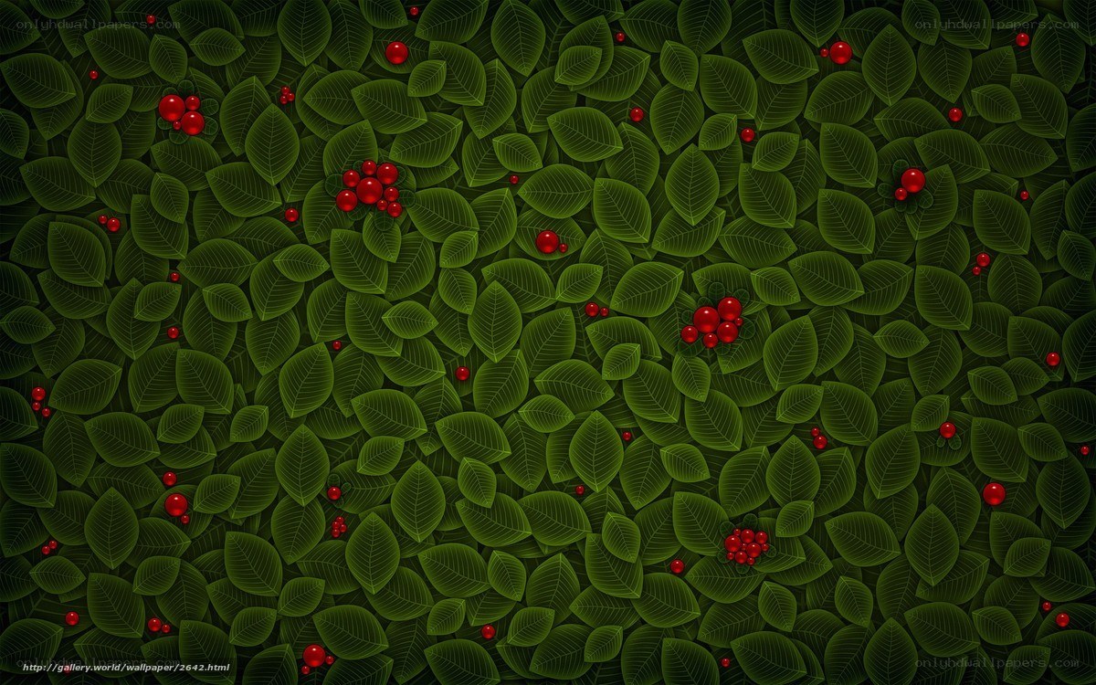 green leaves with red berries