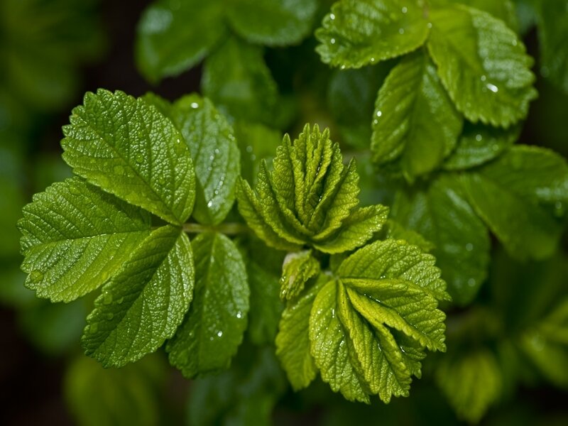 Green Leaves with Water Droplets — Natural, Water Droplets