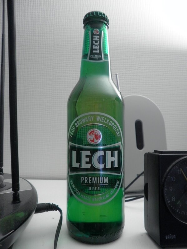 green lech premium beer bottle