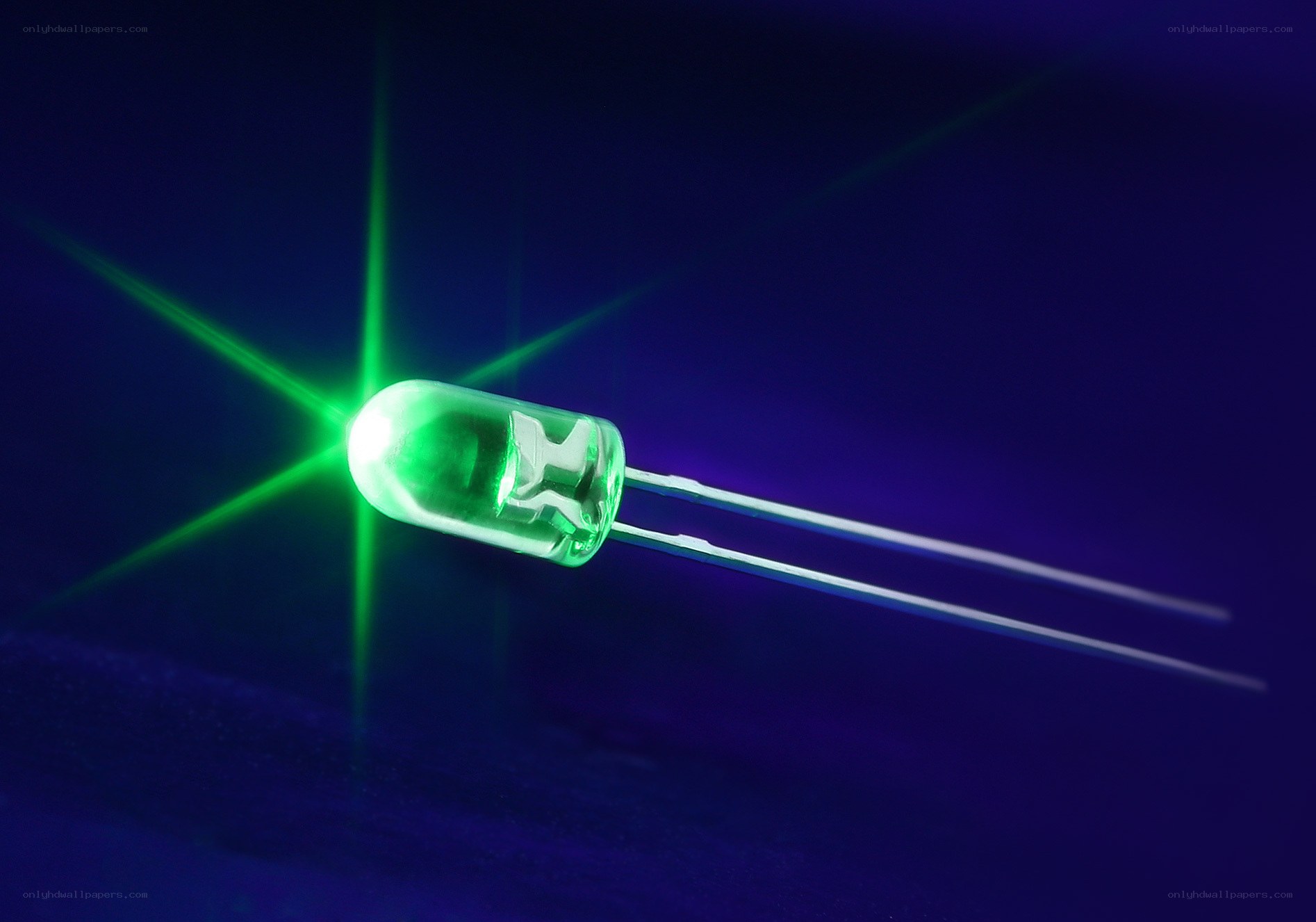 Green LED light glowing
