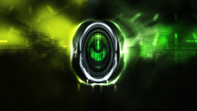 green lens abstract background