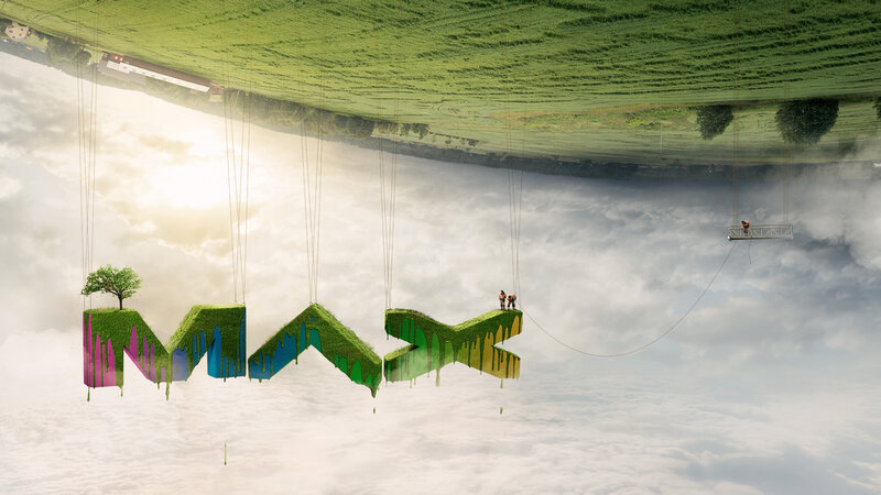 Green Letters in Sky