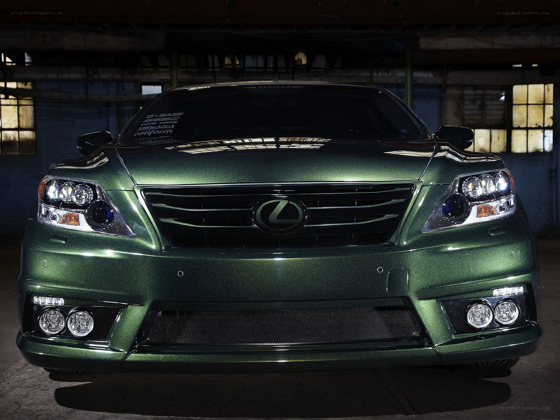 green lexus sedan front view