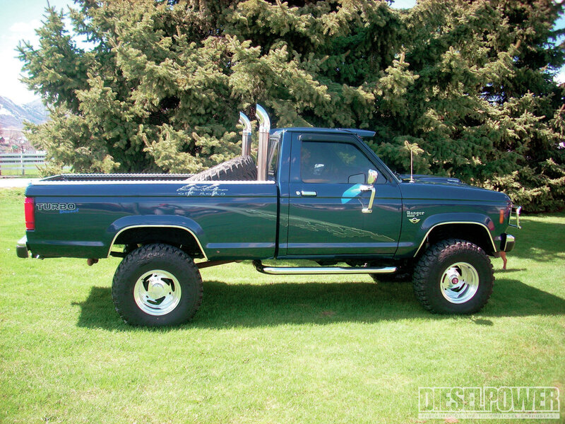 Green Lifted Pickup Truck — Outdoor