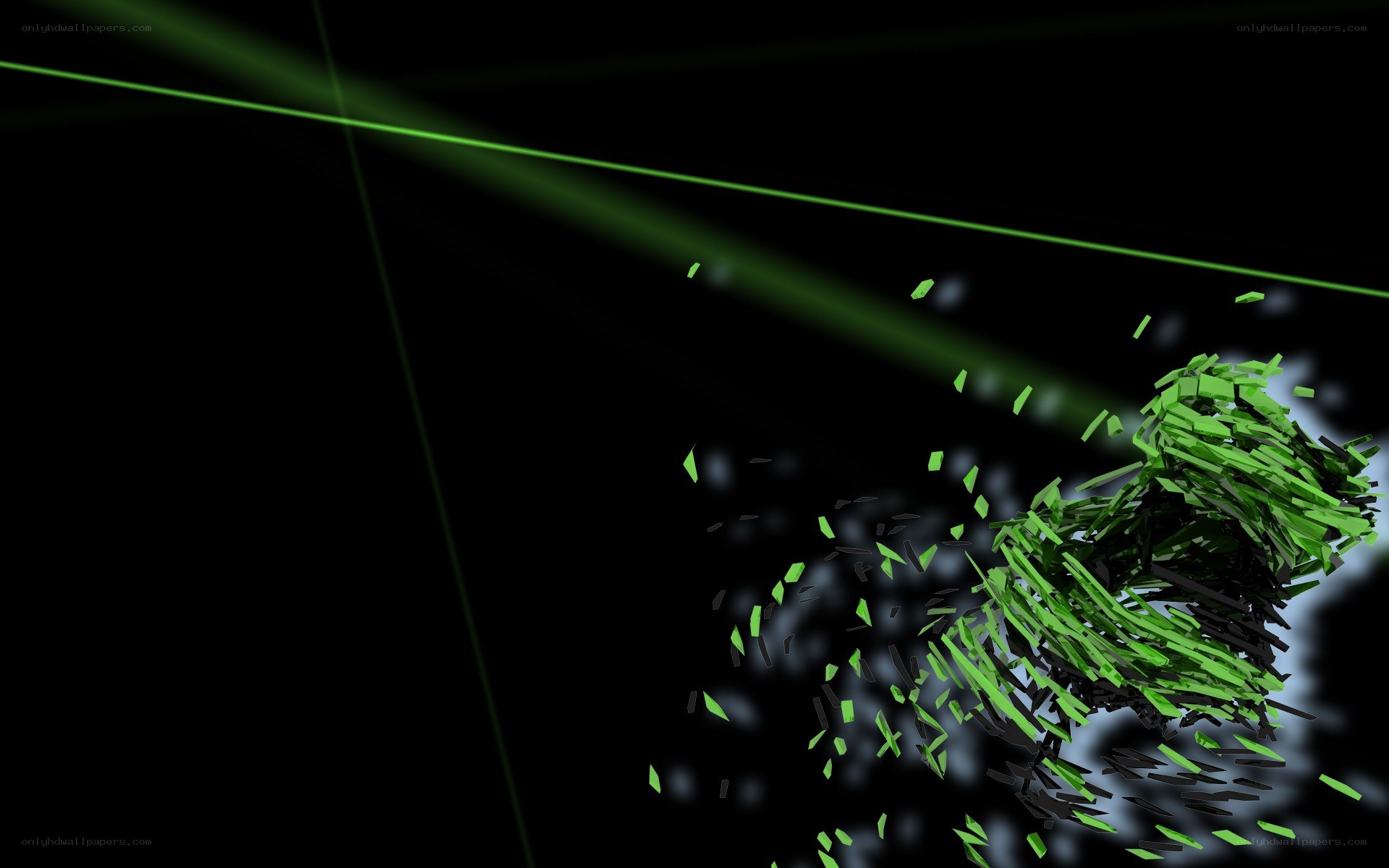 green light beam impact