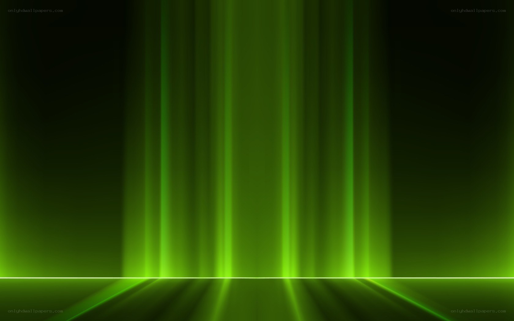 green light beams on dark stage