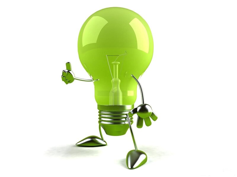 green light bulb character