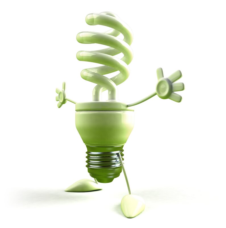 Green Light Bulb Character — Playful, 3d Render