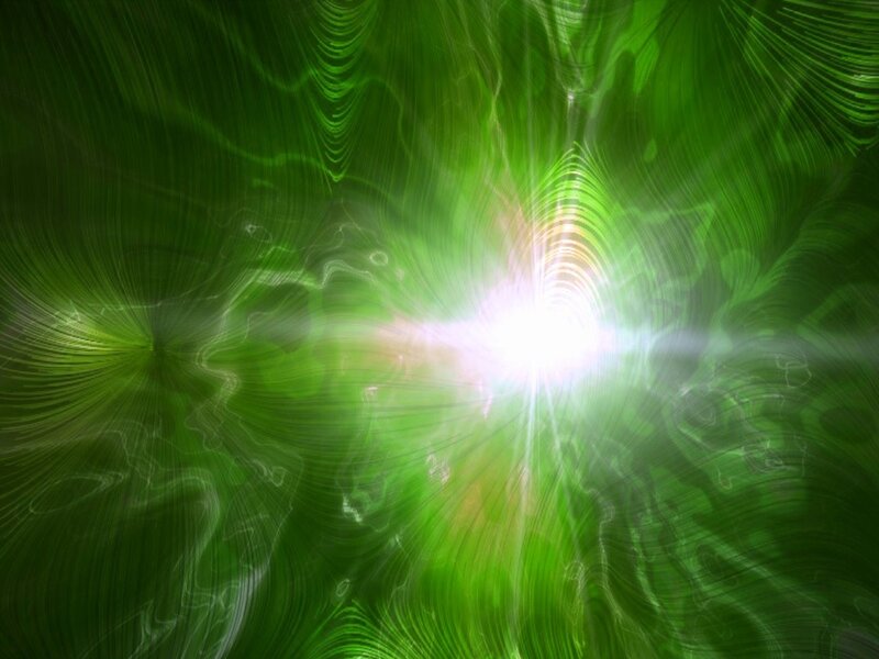 Green Light Burst — Energetic, Abstract, Energy, Waves