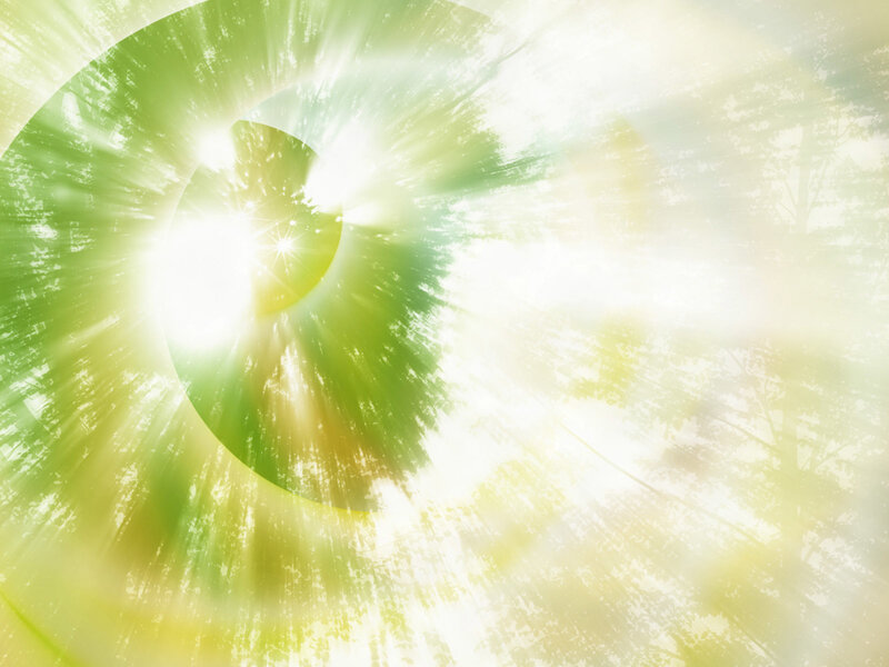 green light burst in forest