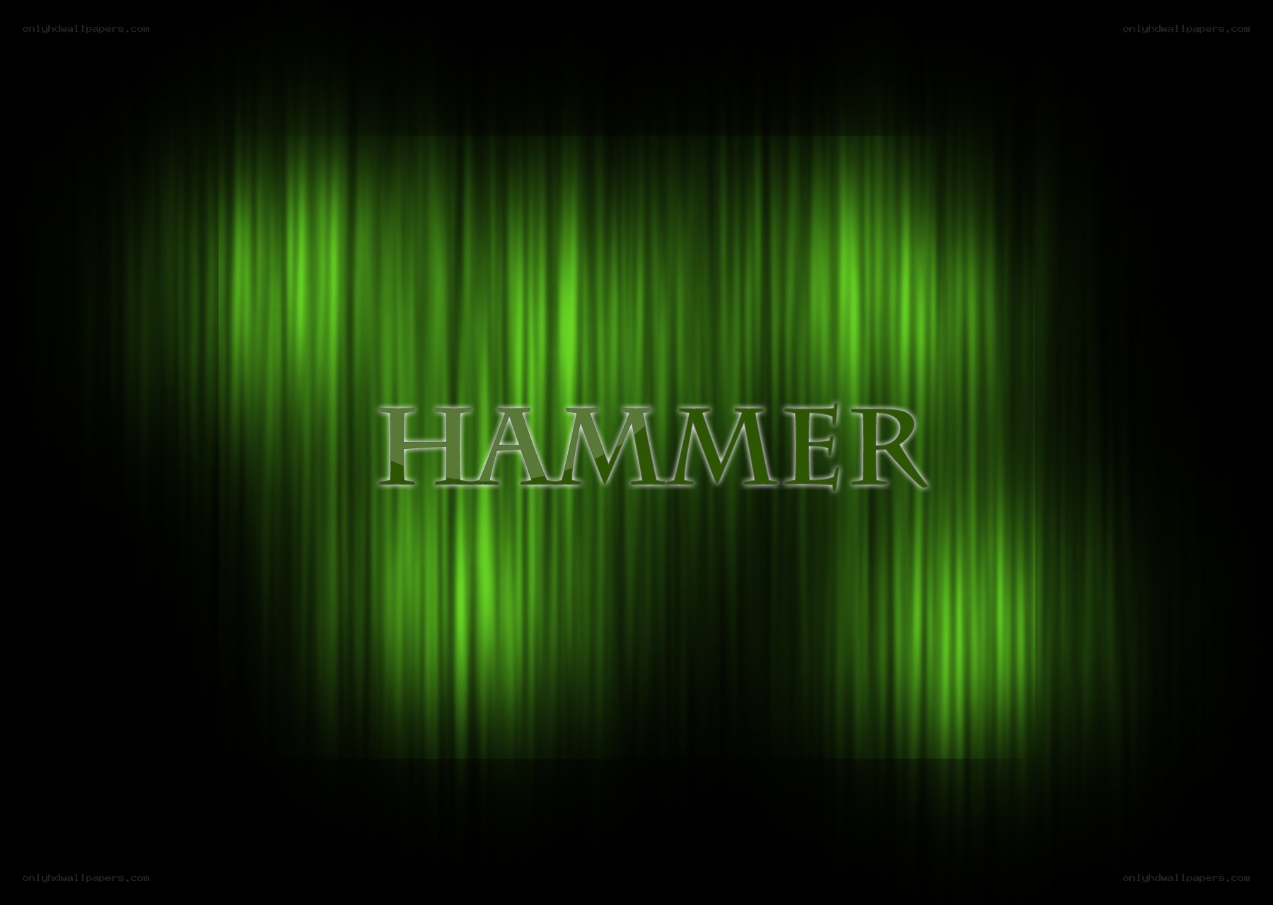 green light curtain with hammer text