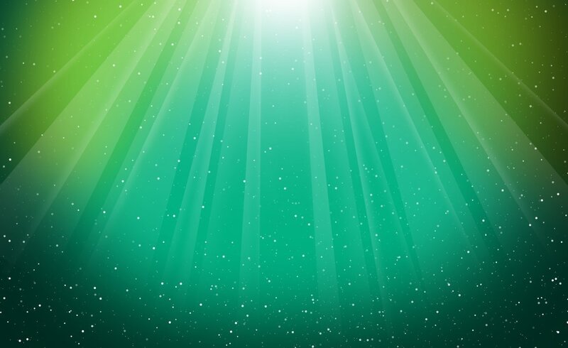 Green Light Rays — Serene, Digital Art, Light Beams, Particles