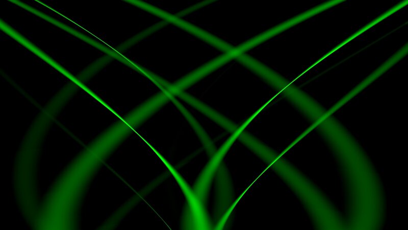 Green Light Streaks — Dynamic, Abstract, Lines, Black Background