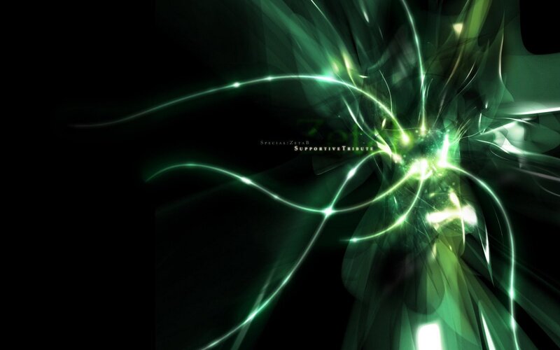 Green Light Streaks — Dynamic, Abstract, Lines, Dark Background, Black