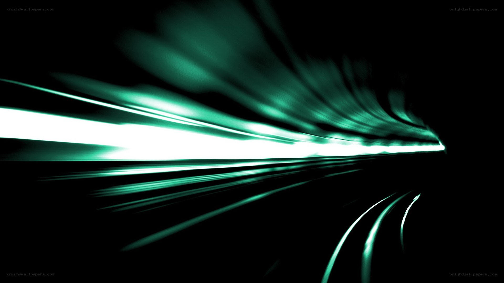 green light streaks in darkness