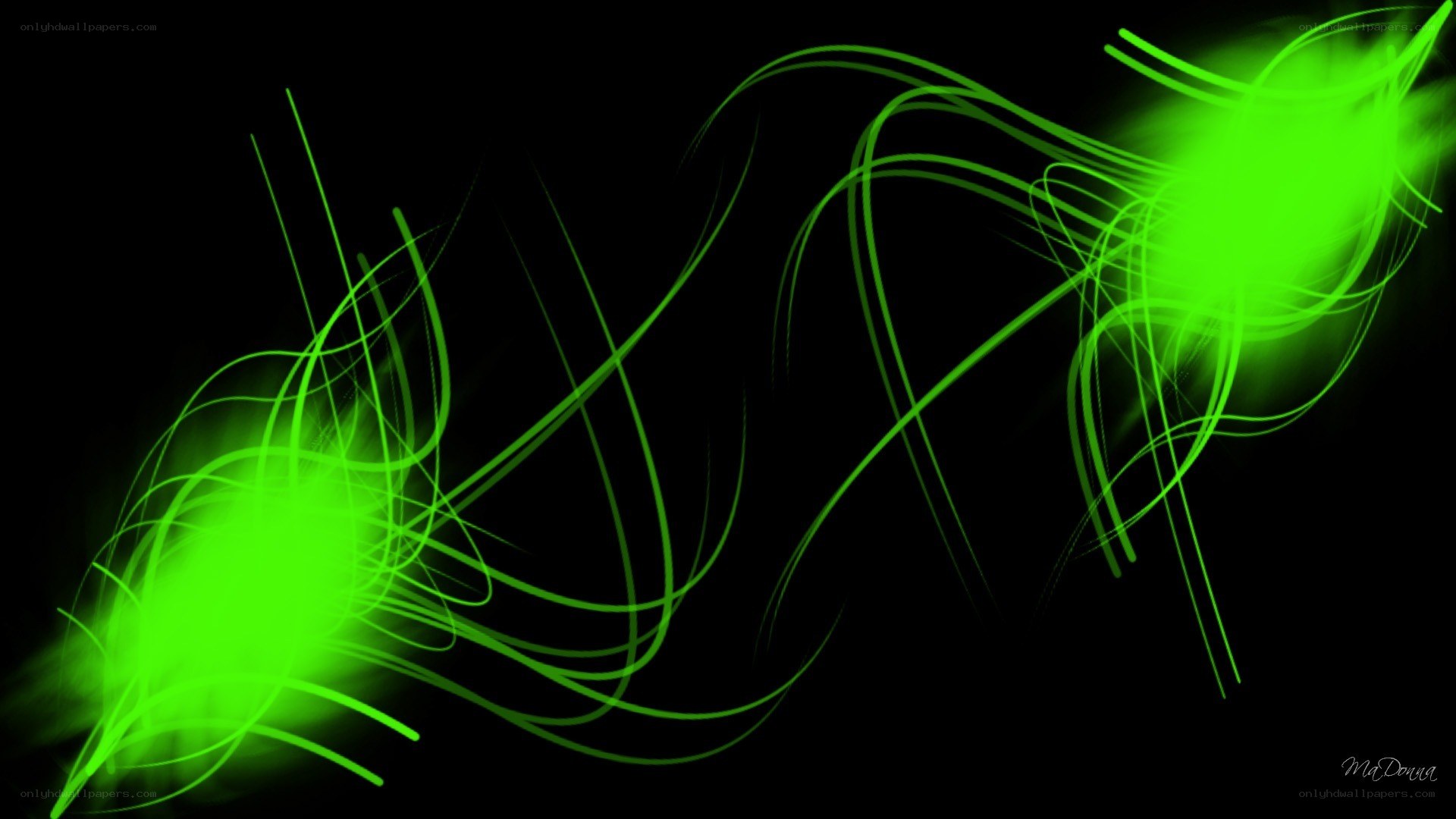 Green light streaks on black