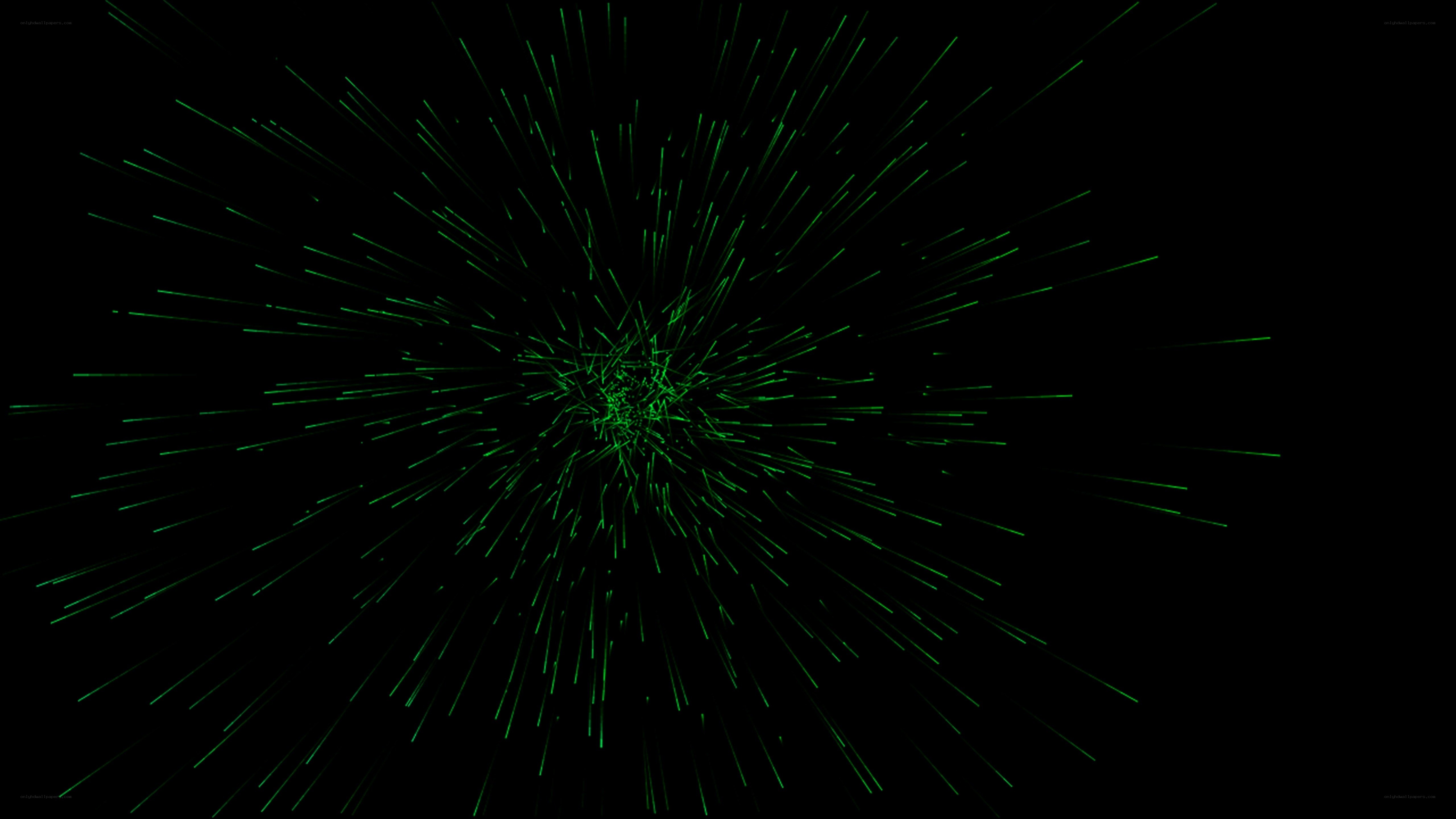 green light streaks on black