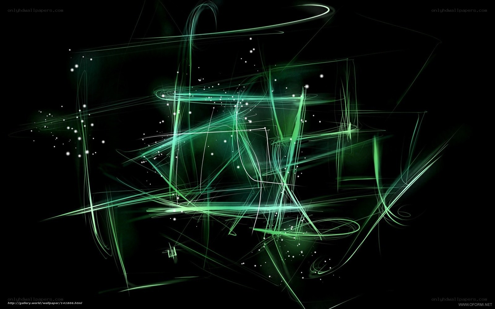 Green light streaks on black